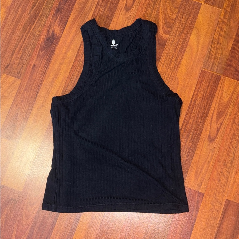 Black Ribbed Tank Top - Women's Sleeveless Knit